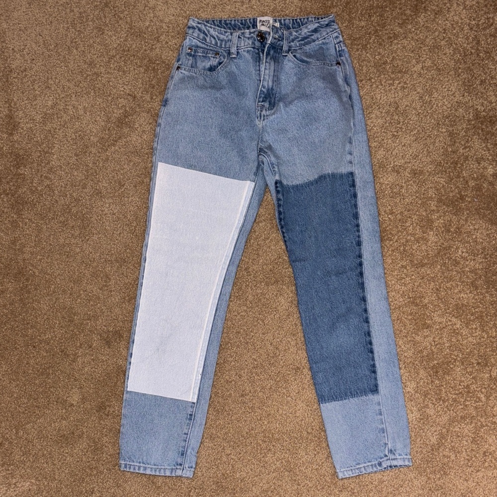 Princess Polly Two-Tone Straight Leg Jeans
